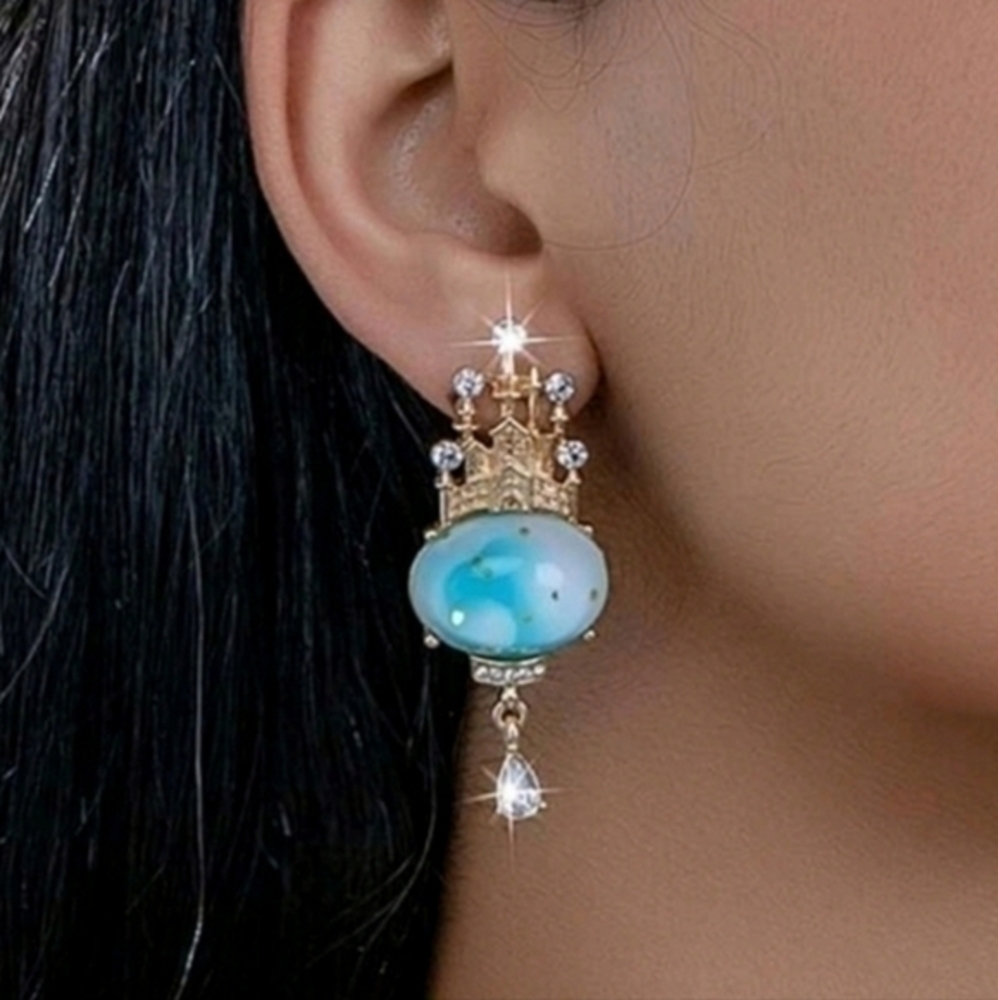 MODCLOTH DISNEY ONCE UPON A DREAM FAIRYTALE CASTLE EARRINGS 1 - Picture 3 of 4